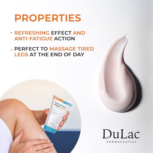 Dulac, Dinaven Legs Gel Cream, Cooling & Refreshing, with Diosmin & Menthol, Horse Chestnut Extract, Butcher's Broom & Red Vine, Fast-Absorbing, Non-Greasy, Daily Leg Care, 6.76 fl oz, Made in Italy