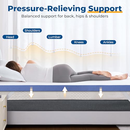 Twin XL Gel Memory Foam Mattress Topper 3 Inch Cooling Support with Washable Bamboo Cover