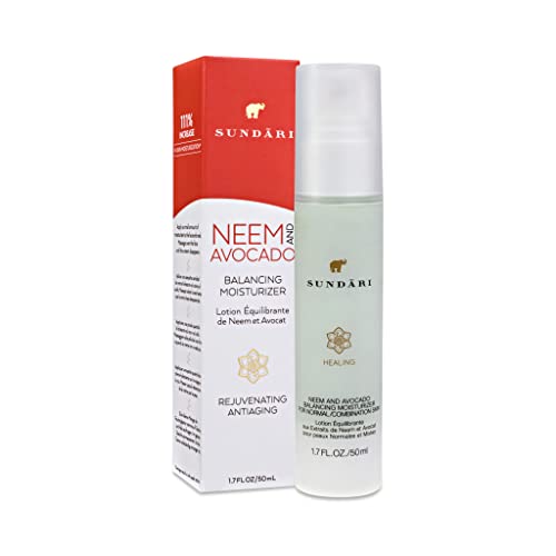 SUNDARI Neem and Avocado Balancing Moisturizer ? 1.7 Fl Oz, Hydrating Face Cream with Neem, Smoother Texture, Healthier Skin, All Natural Botanicals