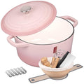 Pink 4.5QT Enameled Cast Iron Dutch Oven with Lid for Bread Baking - Sourdough Supplies Set