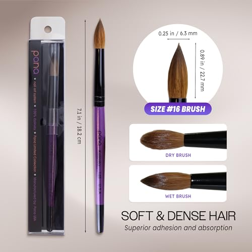 Nail Art Brush - Purple Wood Handle, Size 16, High-Quality Kolinsky Hair