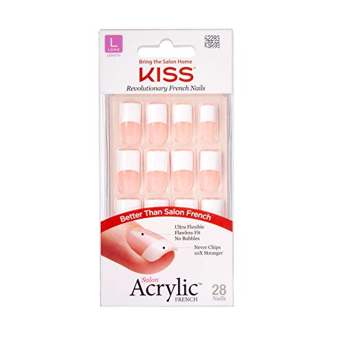 Kiss Salon Acrylic French 28 Count Long Length Nude (Pack of 6)