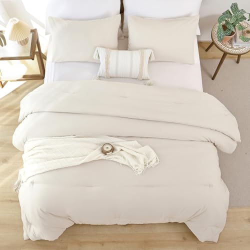 Alaskan King Comforter Set Beige 136x120 Boho Oversized Bedding Quilt