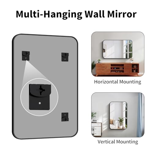 Bathroom Wall Mirror 48 Inch x 30 Inch Large Vanity Mirror for Over Sink - Black Frame