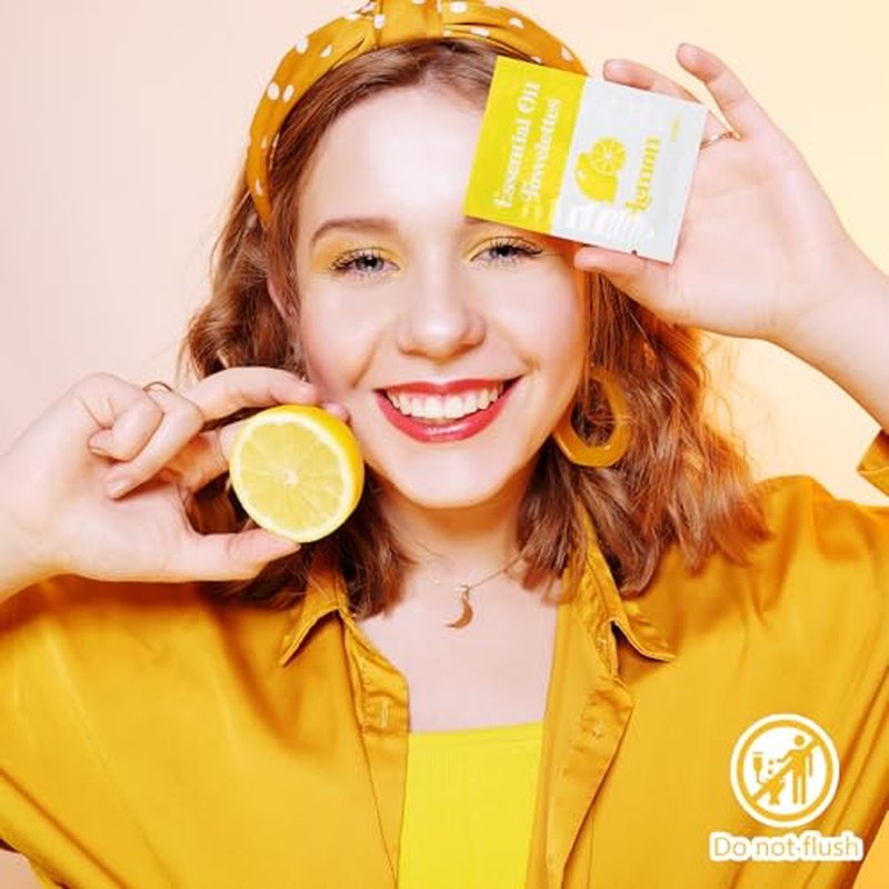 200 Pcs Essential Oil Wipes Wet Wipes Hand Individually Wrapped Wipe Bulk Single Use for Travel Clean Hands Sensitive Skin Backpacking Hypoallergenic Wipe Camping (Lemon)