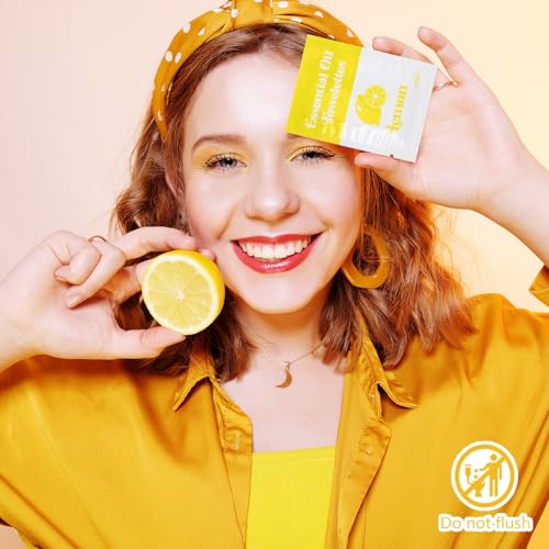 Lemon Essential Oil Wet Wipes - 200 Individually Wrapped Facial & Body Cleansing Wipes