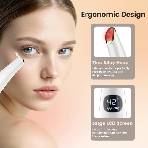 Eye Lift Wand, 3 Modes Eye Massager Wand, Eye Massager for Dry Eyes, Dark Circles and Puffiness, Eye Lifting Device for Fine Lines, Pink