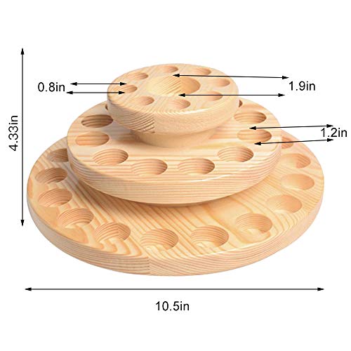 Hapivida Wooden Essential Oil Display Stand, 3-Tier 39 Slots Essential Oil Storage Box Round Rotating Case Holder Organizer Tray Essential Oil Bottle Holder Diffuser Holder Turntable