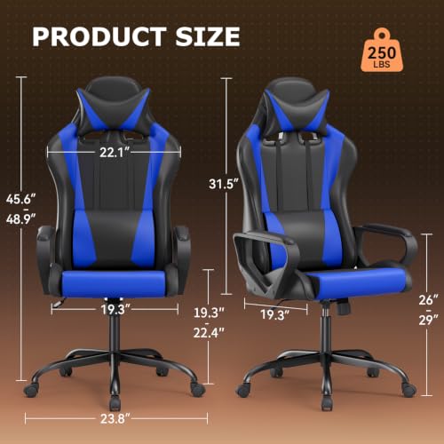 Blue Ergonomic Gaming Chair for Adults, Racing Style, Adjustable, BestOffice - Style1