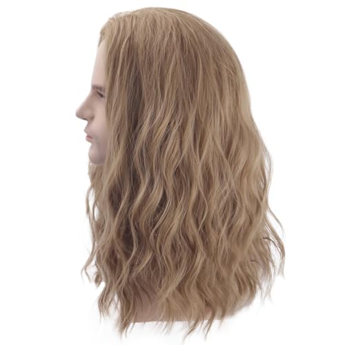 Blonde Wigs Men Shoulder Length Ash Blonde Wavy Synthetic Hair Cosplay Party Daily Wear - Ash Blonde Variation