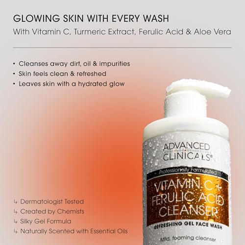 Vitamin C Face Wash 2 Pack - Gentle Hydrating Gel with Aloe Vera & Ferulic Acid