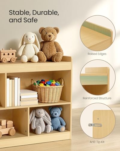 Kids Toy Storage Shelf Beech Beige - Montessori 5 Compartments