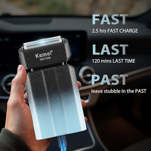 KEMEI Electric Razor for Men,Shavers,Foil Shaver,Mens Electric Razors for Shaving Face/Beard, Men's Electric Shavers,Cordless,USB-C Fast Rechargeable,Close Shave,Travel/Home/Barber,KEMEI T396