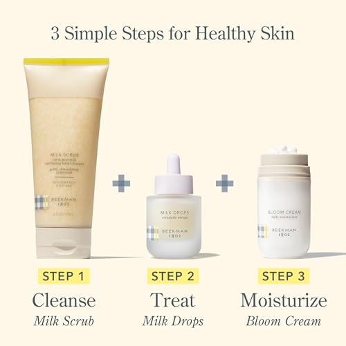 Beekman 1802 Oat & Goat Milk Exfoliating Face Wash & Facial Scrub ? Gentle Pore Minimizing Exfoliating Cleanser with Jojoba Beads, Daily Face Wash for Sensitive Skin ? 6 Fl Oz
