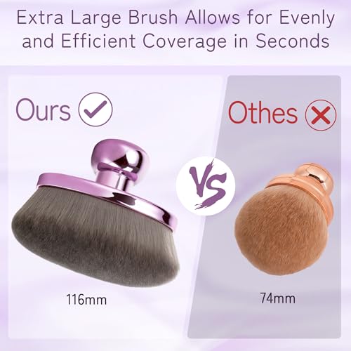 Blend & Blur Extra Large Kabuki Makeup Brush for Body & Legs - Purple Bag