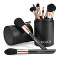 AirWos 14-Piece Professional Makeup Brush Set with Case - Synthetic, Pearl Handles
