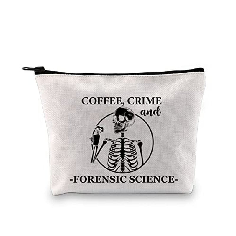 G2TUP Forensic Scientist Gift Coffee Crime And Forensic Science Makeup Bag Forensic Science Investigator Cosmetic Bag Criminologist Gift Travel Bag (And Forensic Science White Bag)