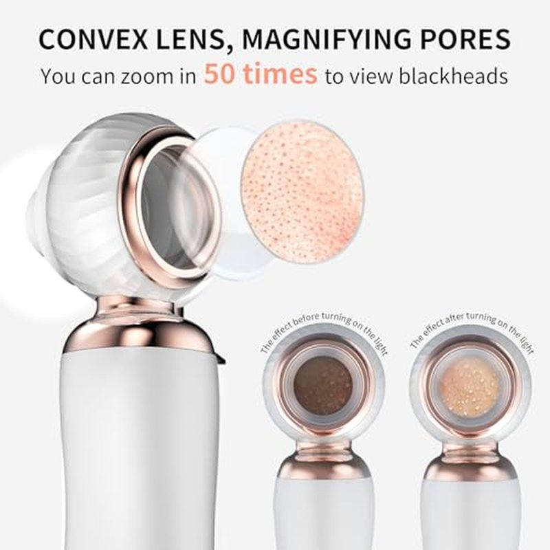 2025 Blackhead Remover Pore Vacuum, Visual Rechargeable Blackhead Vacuum Facial Pore Cleaner-3 Suction Soft Silicone,3 Probes,USB Kit Electric Acne Extractor Tool for Adult