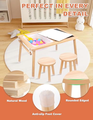 Toddler Sensory Table and Chair Set with Storage, Paper Roll & Double-Side Whiteboard - Table + Chair Variation