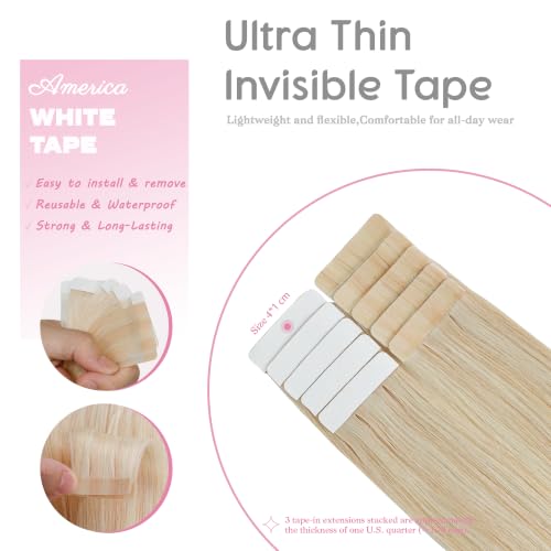 Tape in Hair Extensions 18 Inch Blonde Highlighted P18/613 - Seamless & Natural Look
