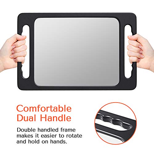TASALON Unbreakable Double-Handle Hand Mirror with HD View, Black 15.8" x 10.2"