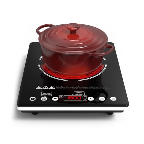 Ceramic Hot Plate 1800W Portable Electric Cooktop - 110V Single Burner