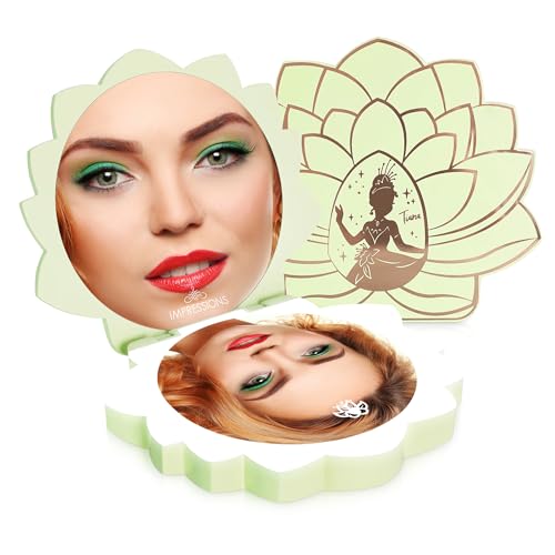 Impressions Vanity Tiana Lotus Portable LED Compact Mirror for Purse, Lighted Travel Makeup Mirror with 3X Magnification, Daylight LED Lighting, Adjustable Brightness and Soft Touch Sensor