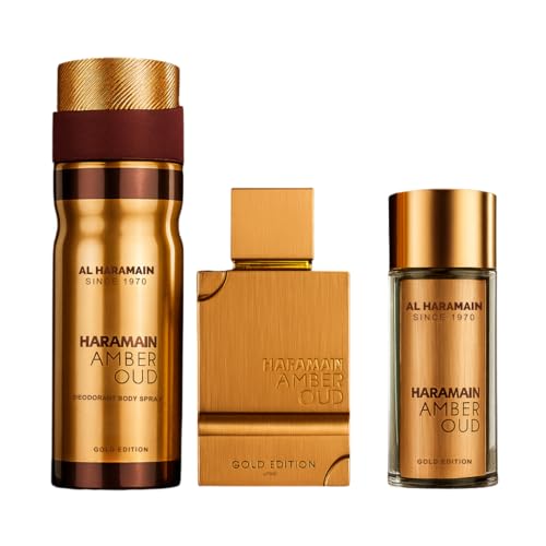 Unisex Woody Musk Body Spray & Perfume Gift Set - Amber Oud Gold Edition