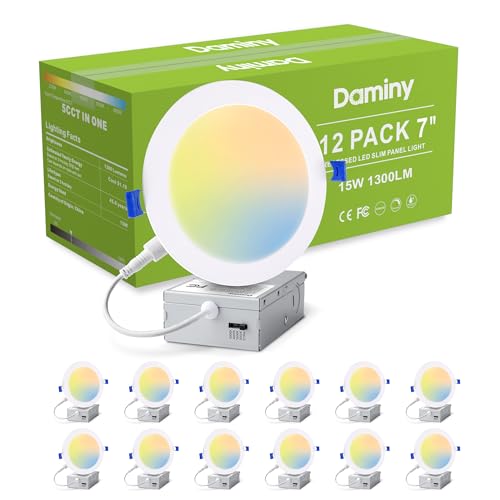 White 7 Inch LED Recessed Downlights 12 Pack Canless Wafer Lighting