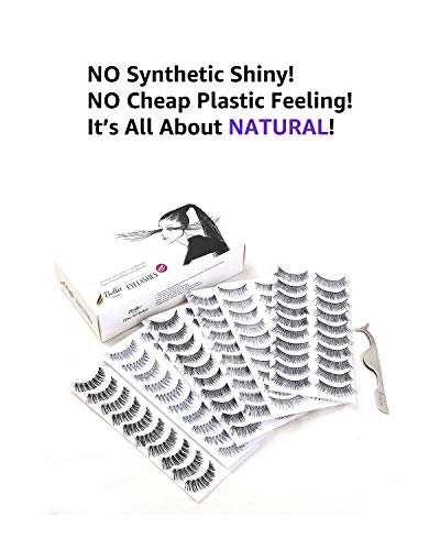 Bella Hair 60 Pairs Natural False Eyelashes with Applicator - Reusable Strip Lashes for All Eye Shapes