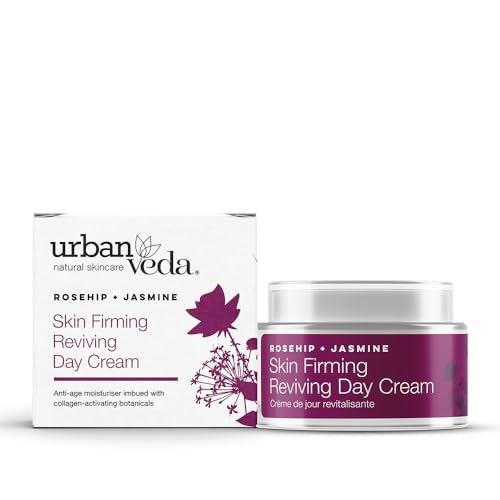 Urban Veda Skin Firming Reviving Day Cream| For Mature, Tired & Wrinkled Skin | Rosehip Oil, Rose Geranium Oil & Pomegranate Extract |Light Moisturiser Face Women and Men | 1.70 Fl oz