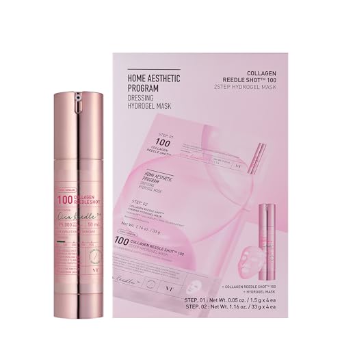 VT COSMETICS Collagen Reedle Shot 100 1.69 Fl Oz&Collagen Reedle Shot 100 2-Step Hydrogel Mask 4pcs