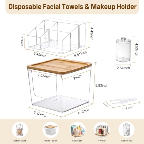 2-in-1 Facial Towel Holder and Cosmetic Organizer with Jars and Compartments