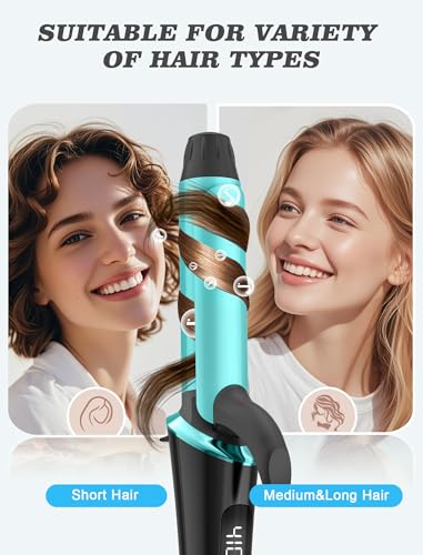 Casavok 1 Inch Blue Mini Travel Curling Iron - Dual Voltage with European Plug Adapter