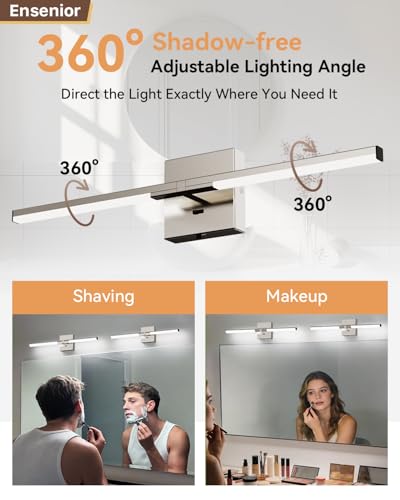 24-Inch Brushed Nickel Bathroom Vanity Light with Built-In Dimmer & 5 CCT - Modern