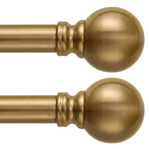 Warm Gold Curtain Rods 72-144 Inch - 2 Pack Adjustable Metal Window Rods