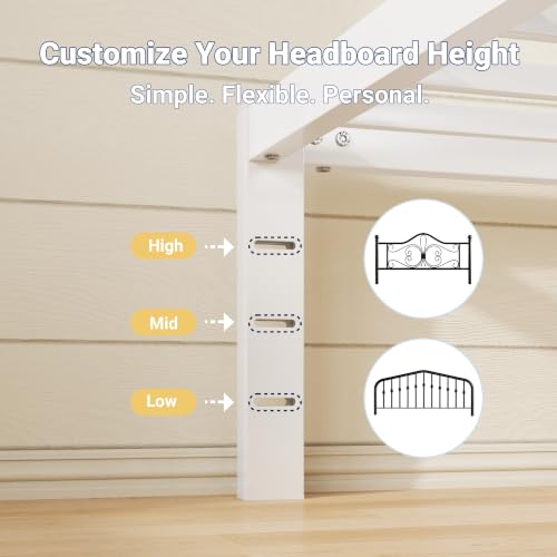 Full Size Metal Bed Frame 14 Inch Tall with Rounded Corners - White, Includes Variation: White / Full