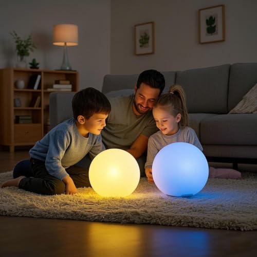 Rechargeable 12-Inch RGB LED Globe Ball Light - Color-Changing Orb Lamp with Remote