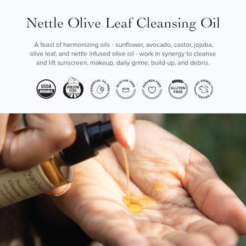 Nettle Olive Leaf Cleansing Oil - Organic Gentle Face Oil for Sensitive Skin