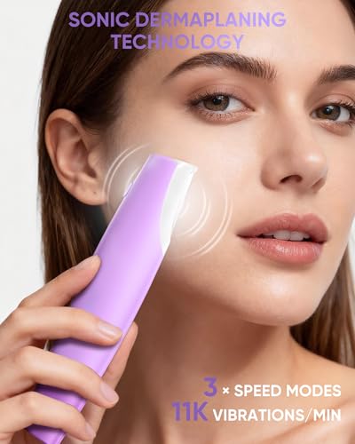 VIKICON PRO Deep Purple Sonic Dermaplaning Tool for Face with 8 Blades