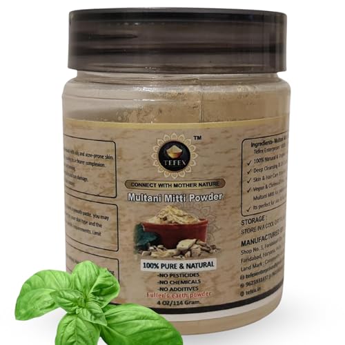 Multani Mitti Powder (Fuller¡¯s Earth) ? 4 oz / 114 g | 100% Natural Clay for Face Mask, Skin Detox & Oil Control | Airtight Bottle