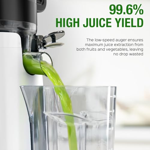 TUUMIIST Cold Press Juicer Machine with 5.8-Inch Extra Large Feed Chute – Easy to Clean BPA-Free White