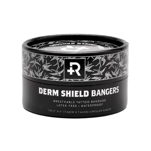 Recovery Derm Shield Bangers 3" Tattoo Bandages, Waterproof, Latex-Free, Tub of 100