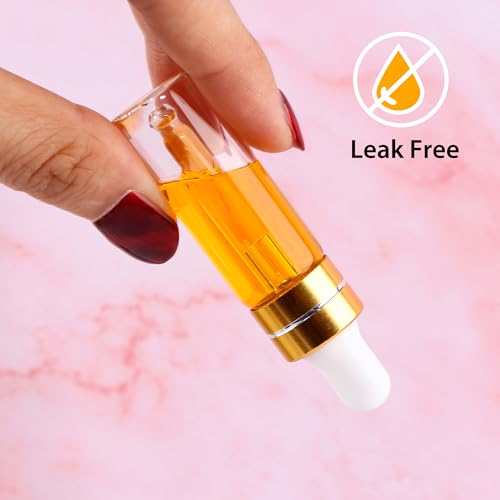 Comrzor 100 Pack 5ml Clear Glass Dropper Bottles with Gold Cap & 4 Dropper Tools