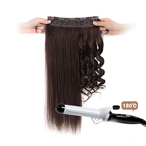 Dark Brown 14-Inch Clip-In Human Hair Extensions - Full Head, 70g, Easy to Attach