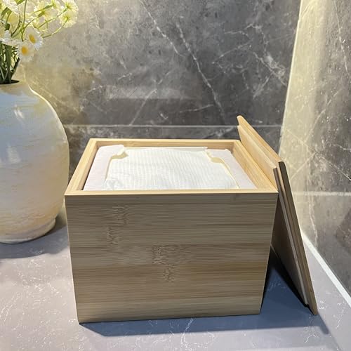 Bamboo Disposable Face Towel Holder - Rectangular, 7.13 Inch Bathroom Organizer