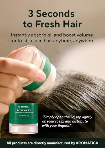 AROMATICA Rosemary Dry Shampoo Powder 10g Travel Size for Oily Hair