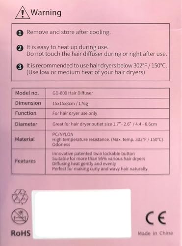 GIHALI Universal Hair Diffuser “Super Sturdy” 1.7 Inch to 2.6 Inch for Natural Curly and Wavy Hair, Hair Dryer Attachment (Rose Gold)