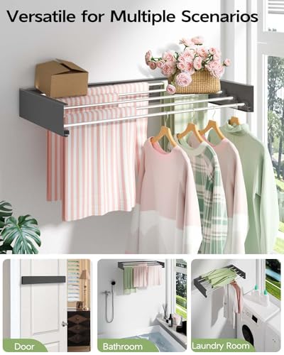VIKAQI 32" Wall Mounted Foldable Clothes Drying Rack - Heavy Duty Stainless Steel
