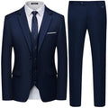 WULFUL Men's Medium Navy Slim Fit 3-Piece Suit Set for Party Wedding Business